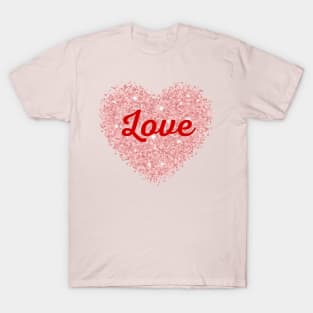 Love  Pink Glitter Heart Valentines Day T-Shirt